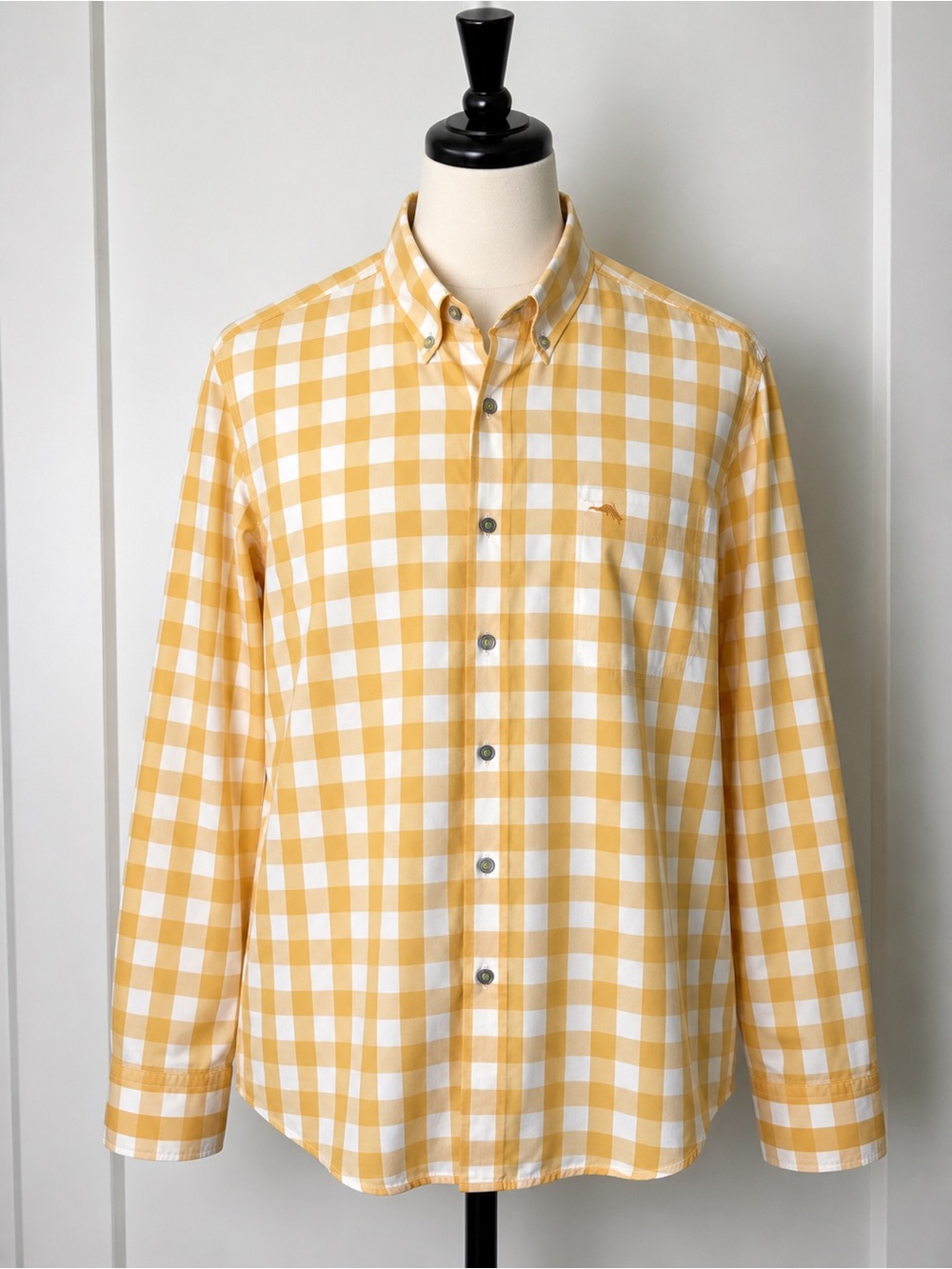 Tommy Bahama Men’s 100% Pima Cotton Orange White Gingham Plaid Button Down Shirt